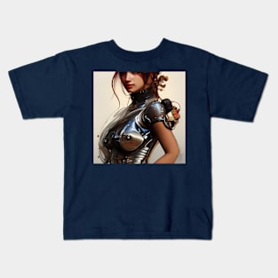 Young girl in futuristic body armour Kids T-Shirt